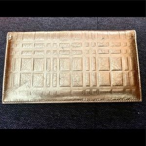 Burberry Gold Leather Checkbook Cover